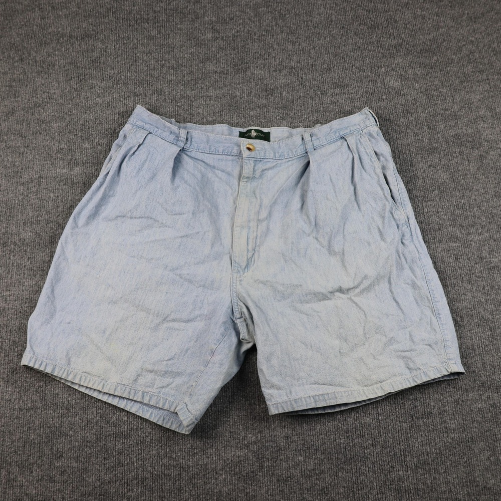 Hunt Club Shorts Mens 38 Light‎ Blue Denim Pleated Front Light Wash Cotton